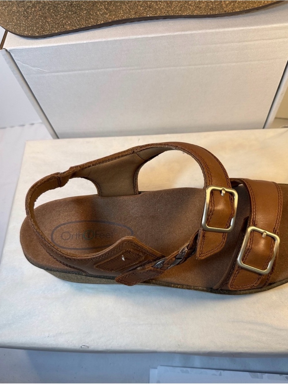 Orthofeet Wedge Sandals in Brown with Adjustable Buckles Like New - Picture 6 of 8